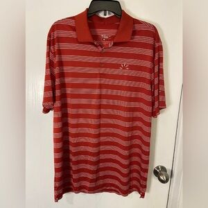 NIKE GOLF Mens Polo Shirt Red White Striped Dri-Fit X Large